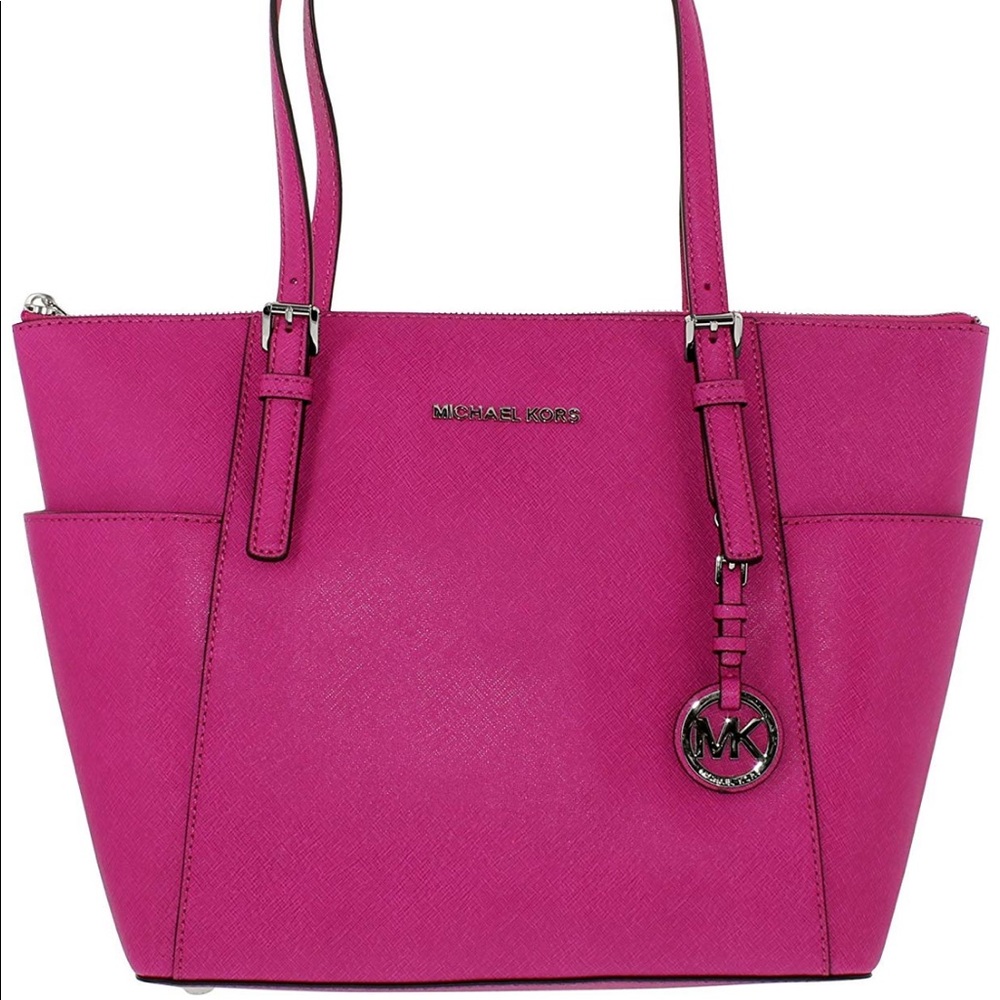 Michael Kors "Jet Set" tote bag w/silver hardware